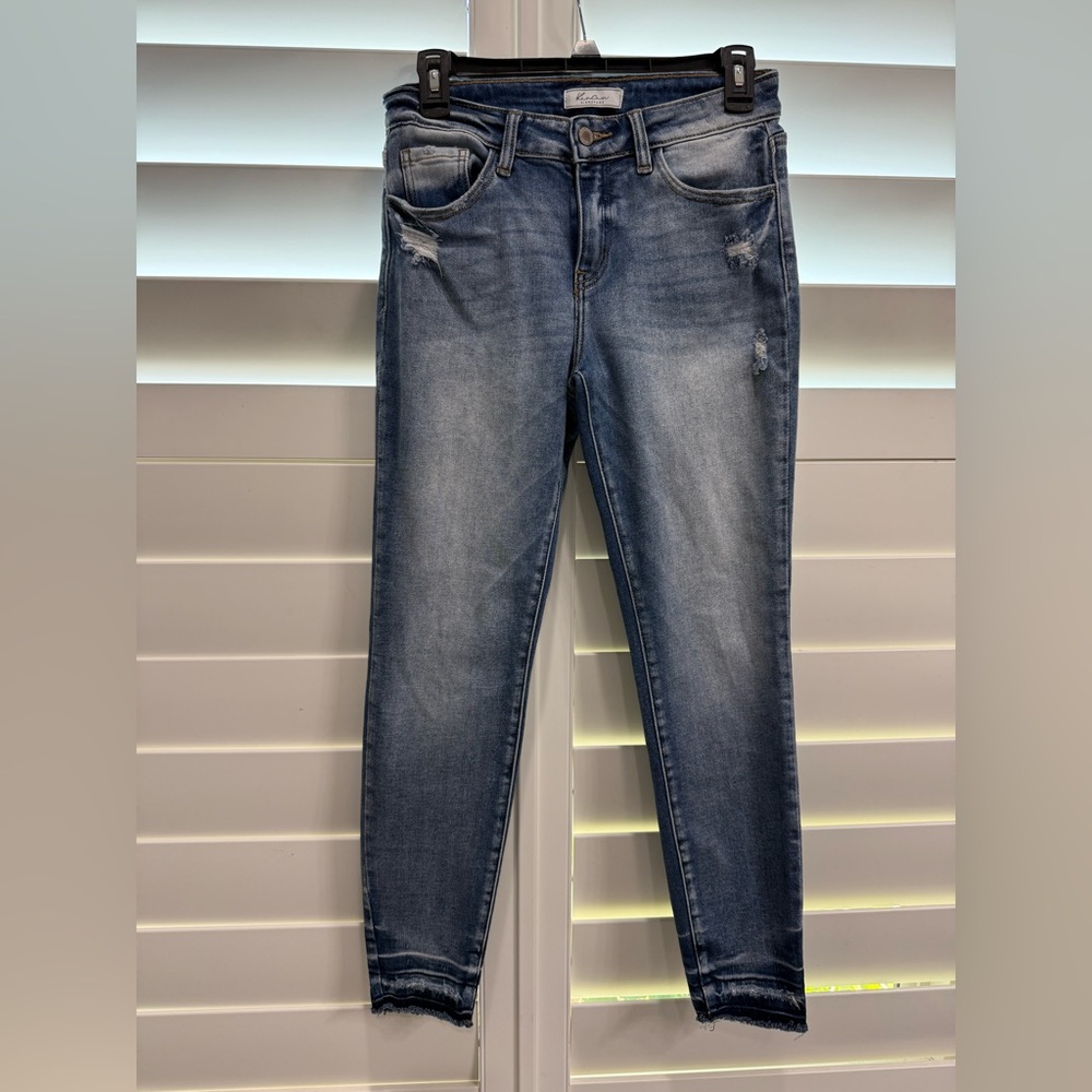 KanCan Women's Distressed Dark Blue Skinny Jeans